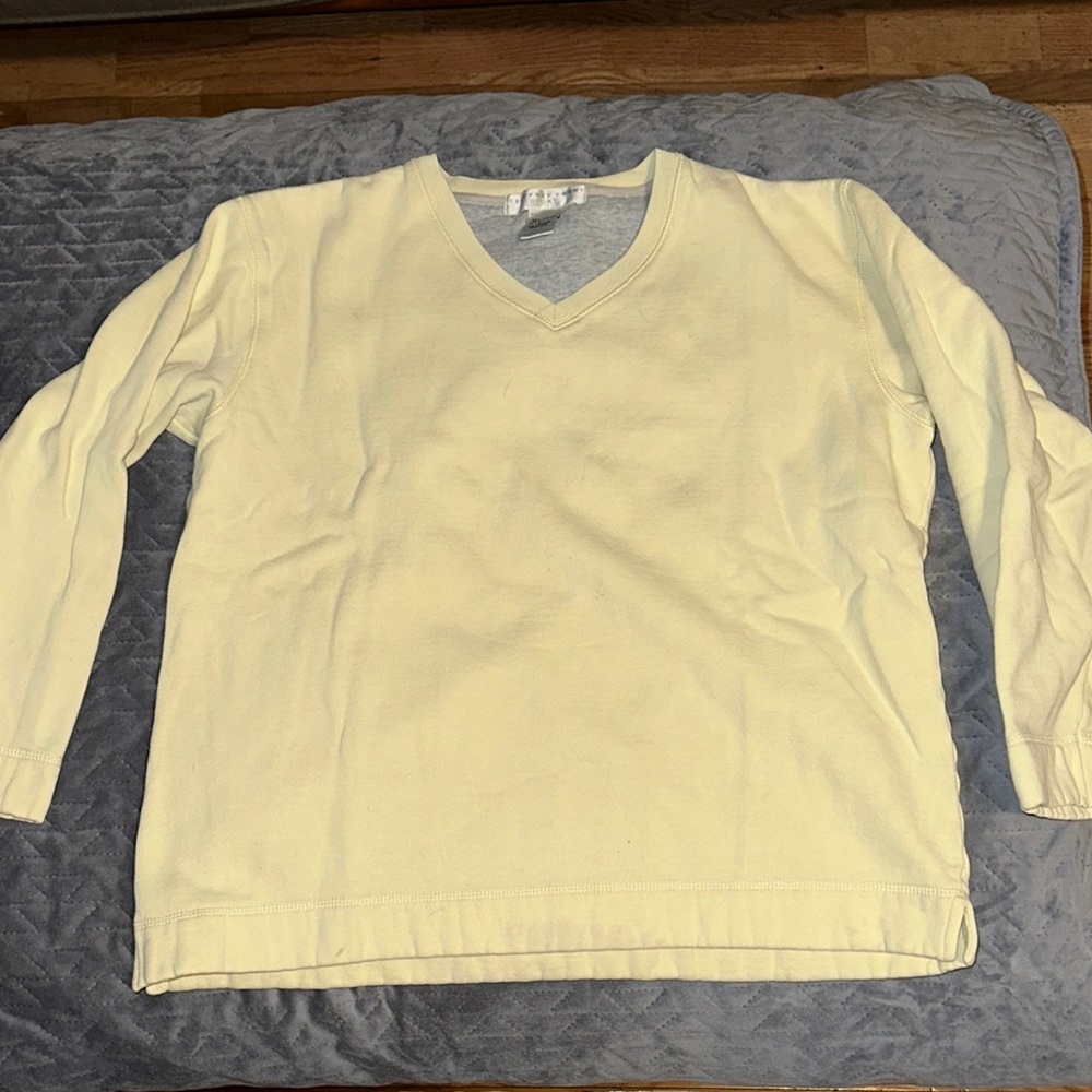 Cream V-Neck Long Sleeve Sweater